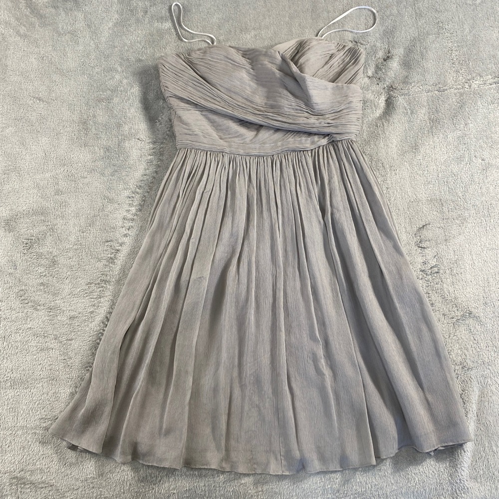 J.Crew Dress Womens 4 Grey Arabelle Strapless Silk Chiffon Sweetheart 29286
